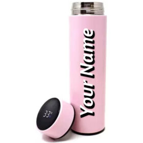 Personalized/Name & Logo Engraving Smart LED Active Temperature Display Bottle|| Pink Temperature water bottle with name, for Home, Office, Capacity: 500 ml