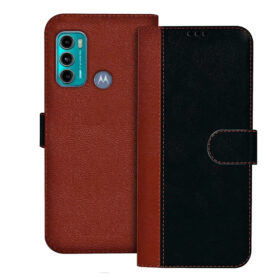 Moto G60 flip cover | PANB0001IN flip cover | Black, Brown Design