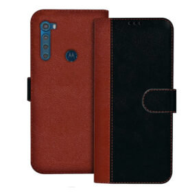 Moto One Fusion Plus flip cover | Moto One Fusion Plus flip cover | Black, Brown Design