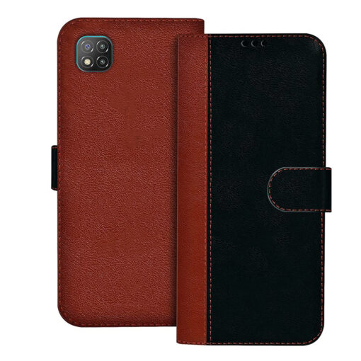 Poco C3 flip cover | M2006C3MII flip cover | Black, Brown Design