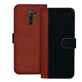 Redmi 9 Prime flip cover | M2004J19PI flip cover | Black, Brown Design