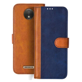 Moto C flip cover | Moto C flip cover | Blue, Brown Design