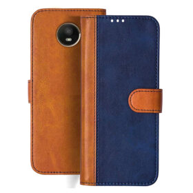 Moto E4 flip cover | XT1766 flip cover | Blue, Brown Design