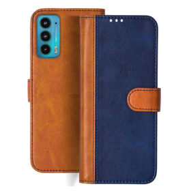 Moto Edge 20 flip cover | Moto Edge 20 flip cover | Blue, Brown Design