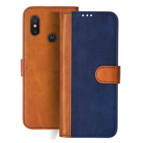 Moto One Power flip cover | P30 Note flip cover | Blue, Brown Design