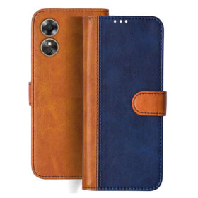 Oppo A17 flip cover | Oppo CPH2477 flip cover | Blue, Brown Design