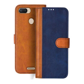 Redmi 6 flip cover | M1804C3DG flip cover | Blue, Brown Design