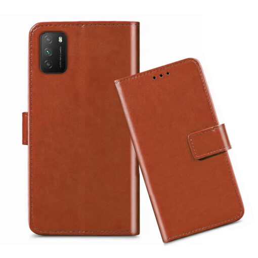 Poco M3 flip cover / M2010J19CG flip cover / MZB087AIN flip cover / Brown