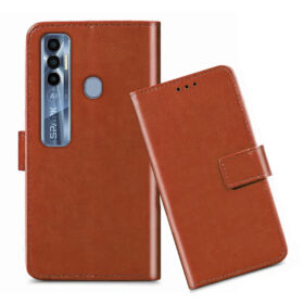 Tecno Spark 7 Pro flip cover / Tecno KF8 flip cover / Brown