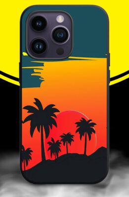 THE SETTING SUN,COCONUT TREE Phone Back Cover. Silicon (soft)