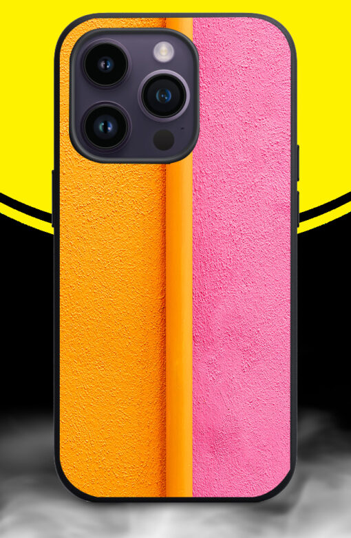 HALF YELLOW HALF PINK WALL Phone Back Cover. Silicon (soft)
