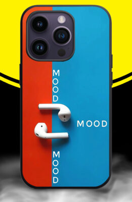 AIRPODS ,MOOD TEXT Phone Back Cover. Silicon (soft)