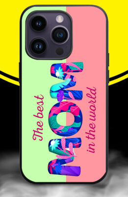 THE BEST MOM IN THE WORLD HALF GREEN HALF PINK BACKGROUND Phone Back Cover. Silicon (soft)