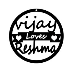 Personalized Round Shaped Wood Door Name Plate for cupel name & home wall decorating use