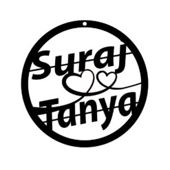 Love Forever Cupel Name Plate Round Shaped “Suraj & Tanya” Name Plate For use Home Decoration's  23*23