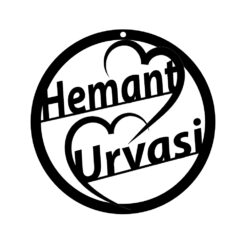 Couple Name Frame With heart Design wooden cutout Size 23*23 Black Color