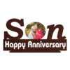 "Son's Anniversary Delight: Wooden Photo Frame Stand - Personalized Keepsake Gift"