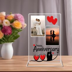 "A Standout Gift: Happy Anniversary Acrylic Customized Photo Frame with Stand"