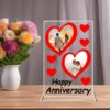 "Crafted Bliss: Glass-Enhanced Acrylic Customized Frame Stand for Anniversaries"