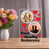 "Harmony in Happiness: Personalized Acrylic Glass Frame Stand for Happy Anniversaries"