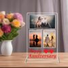 "Blissful Bonds: Personalized Acrylic Glass Frame Stand for Happy Anniversaries"