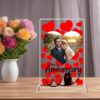 "Heartwarming Heritage: Personalized Acrylic Glass Frame Stand for Happy Anniversaries"