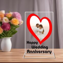 "Memories Engraved: Acrylic Glass Frames for Happy Anniversary Celebrations"