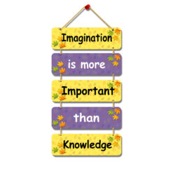 "Wooden Wall Hanging: Imagination Trumps Knowledge - Inspire Creativity in Home Decor"
