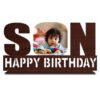 Special Customized Happy Birthday stand Wooden Table Top Photo Frame | Premium Wooden Cutout Photo Stand For Son