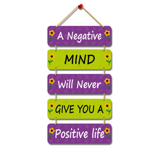 Inspirational Wall Decor: "A Negative Mind..." Embrace Positivity, Wood Plaque wall hanging Hanger