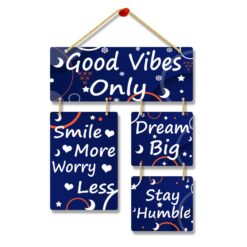 Good Vibes Wooden Hanging for Home Decor | Office | Living Room |Bedroom | Gifts | Positive Quotes Decorative Items | House Decoration | Wall Hangings