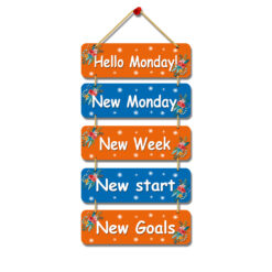 "Wooden Hello Monday Statement: Wall Hanging Hanger for Fresh Starts and New Goals"