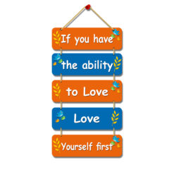 "Wooden Love Yourself First Wall Hanger: Inspire Self-Love in Stylish Home Decor" wall hanging