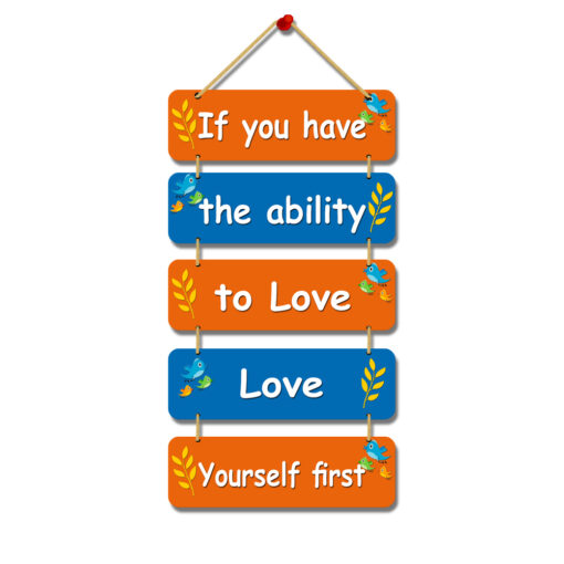 "Wooden Love Yourself First Wall Hanger: Inspire Self-Love in Stylish Home Decor" wall hanging