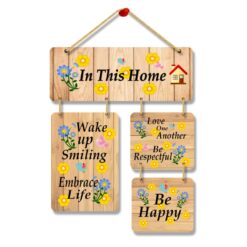 Wooden In This Home Be Happy Decorative Wall Hanging Art Decoration Itam For Home | Living Room | Bedroom | Home Decor | Office | Gift | Quotes Decor | Wall Art For Hall