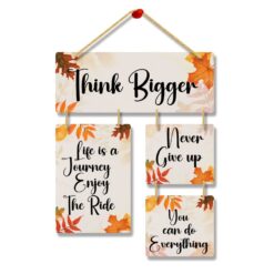 The "Embrace positivity with 'The Think Bigger ' Motivational Wooden Showpiece. Multicolor wall Hanger, wooden hanger – a perfect wall décor for Think Bigger Vibes Only Wall Hanging For Home Decoration Wood Print Painting Wooden Wall Art Wall Decor For Living Room, Bedroom, Kids Room Decorative Item For House Warming Gift