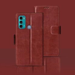 Moto G60 flip cover | PANB0001IN flip cover | Brown
