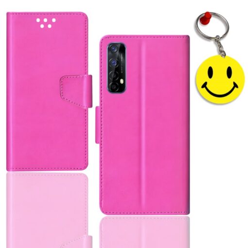 Realme 7 flip cover for girl | RMX2151 flip cover for girl | Free Smiley Keychain | ND_12