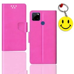 Realme C12 flip cover for girl | RMX2189 flip cover for girl | Free Smiley Keychain | ND_12