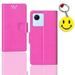 Realme C30 flip cover for girl | RMX3581 flip cover for girl | Free Smiley Keychain | ND_12