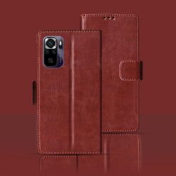 Redmi Note 10 flip cover | M2101K7AI flip cover | Brown
